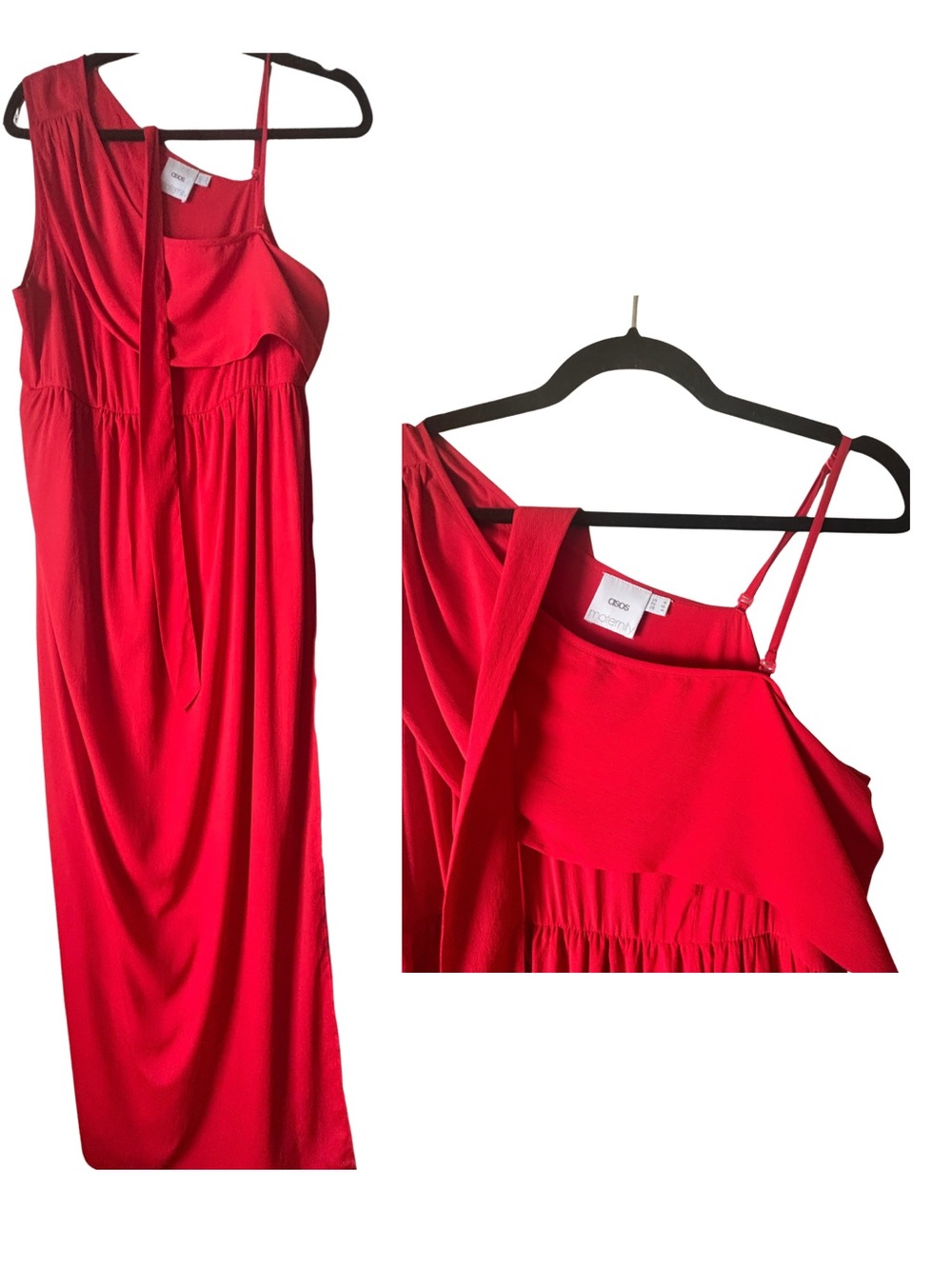 ASOS Maternity | Red One-Shoulder Maxi Dress with Ruffle